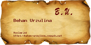 Behan Urzulina névjegykártya